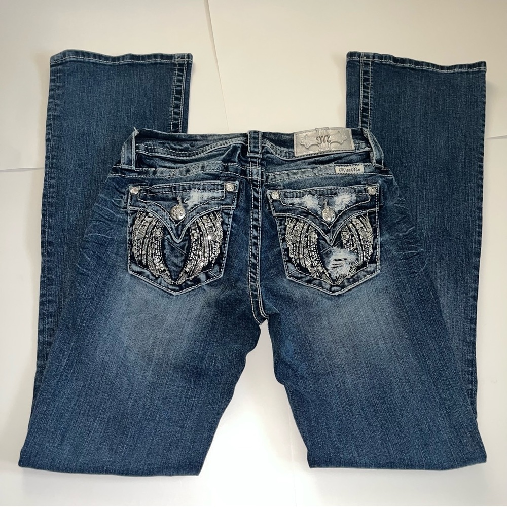 Miss Me Midrise Bootcut Jeans size 26 Rhinestones embellishment